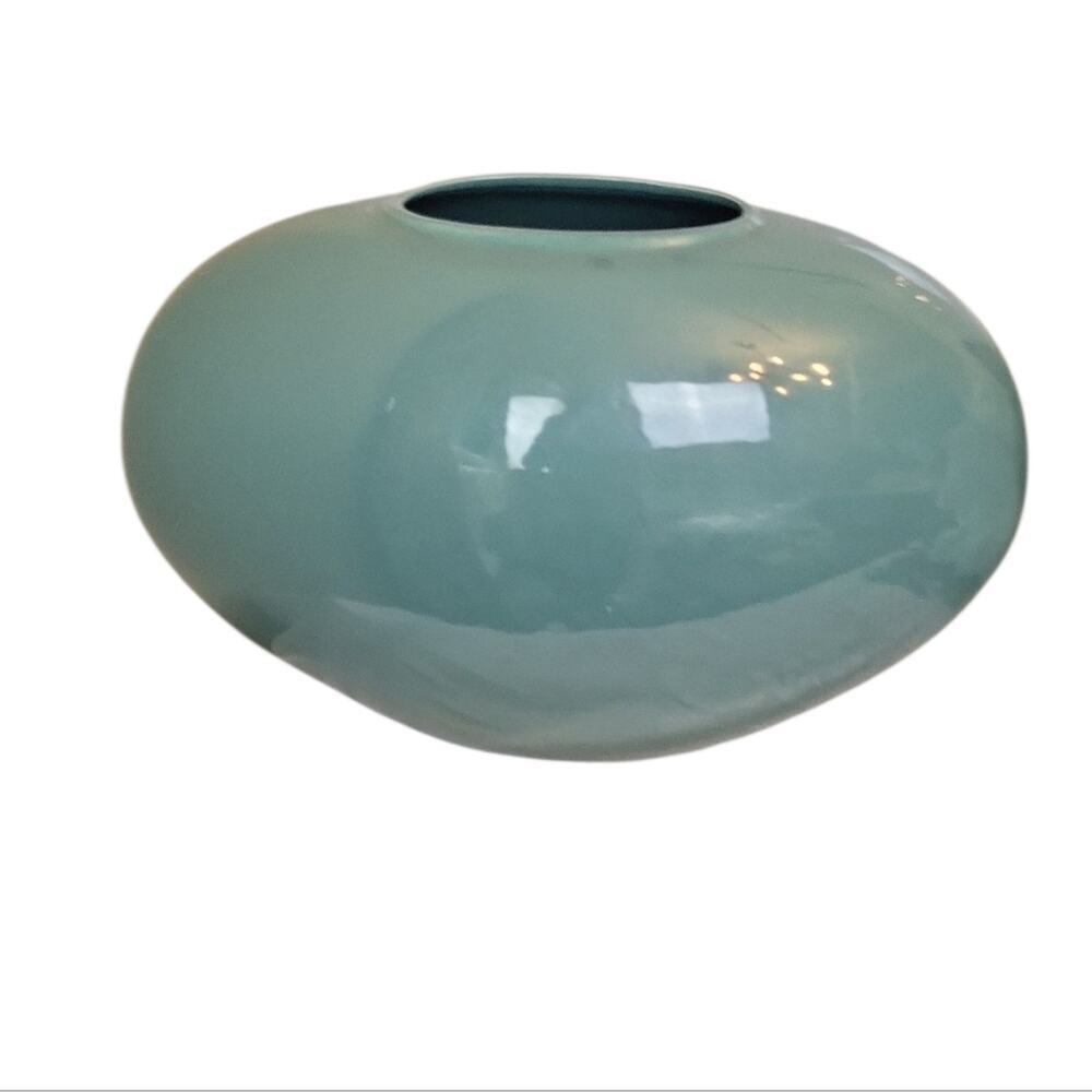 Vintage Art Deco Pottery Teal Green Vase - Picture 5 of 8